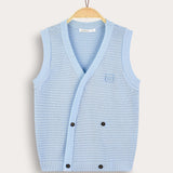 אפודת סריג עם כפתורים - תכלת