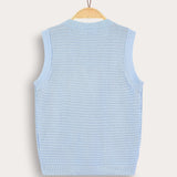 אפודת סריג עם כפתורים - תכלת