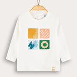 חולצת בייבי עם הדפס - שמנת