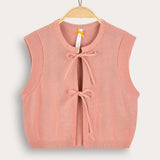 Knit tie cardigan - pink