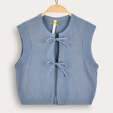 Knit tie cardigan - blue