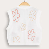 Floral knit cardigan with tie - pink