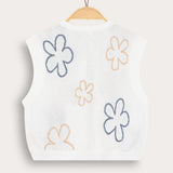 Floral Knit Cardigan - Blue