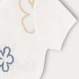 סט אוברול וקרדיגן פרחים - תכלת