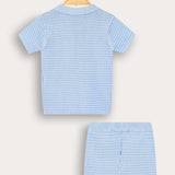 סט בייבי סריג קרושה - תכלת