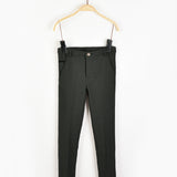 מכנסיים ארוכים מבד סטרץ' - ירוק כהה