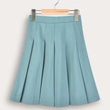 חצאית אריג עם קפלים - מנטה