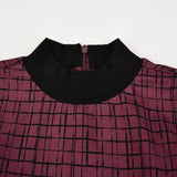 שמלה מודפסת חצי גולף - בורדו