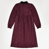 שמלה מודפסת חצי גולף - בורדו