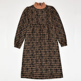 שמלה מודפסת חצי גולף - שחור