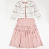 שמלה בשילוב קרדיגן סריג - ורוד