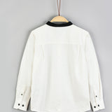 חולצה מכופתרת צווארון קטיפה - שחור