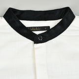 חולצה מכופתרת צווארון קטיפה - שחור