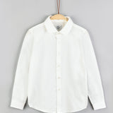 חולצת צווארון מכופתרת - שמנת פסים