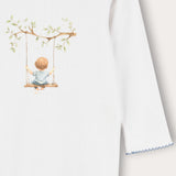 Babygrow with doll print - milk + lt.blue