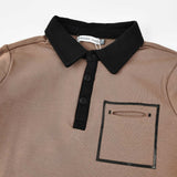 חולצת פולו עם כיס - חום