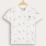 Boys' Plain/Baseball Print Polo - Beige