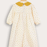 Floral dress with pleats - yellow