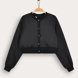 קרדיגן סאטן עם כפתורים - שחור