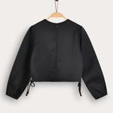 חולצת סאטן עם קשירה - שחור