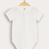 Sheer bodysuit with collar - beige