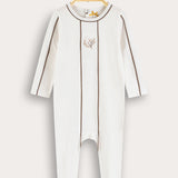 Babygrow with passepartout and embroidery - brown