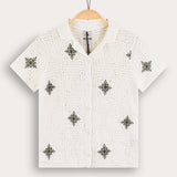 Patterned Crochet Knit - Green