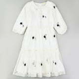 שמלת שיפון עם רקמות - שחור