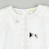 שמלת שיפון עם רקמות - שחור