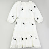 שמלת שיפון עם רקמות - שחור