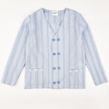 ז'קט פסים כפתרה כפולה - כחול
