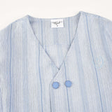 ז'קט פסים כפתרה כפולה - כחול