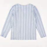 ז'קט פסים כפתרה כפולה - כחול