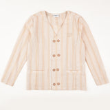 ז'קט פסים כפתרה כפולה - בז'