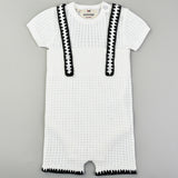 אוברול סריג עם כתפיות - לבן