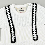 אוברול סריג עם כתפיות - לבן