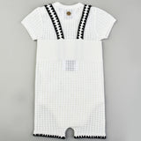 אוברול סריג עם כתפיות - לבן