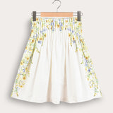 Tiered floral skirt - white