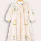 Embroidered tulle dress - beige