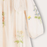 Embroidered tulle dress - beige