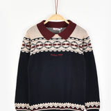 Knitted sweater with collar - Navy