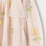 Tulle+embroidery shirt and bow tie - blue