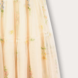 Tulle+embroidery maxi skirt - yellow