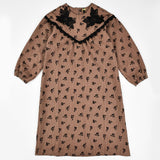 Small floral shirred fabric dress - MOCHA