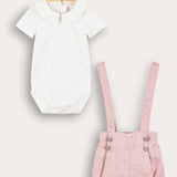 סט סרבל ובגד גוף - ורוד