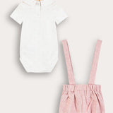 סט סרבל ובגד גוף - ורוד