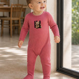 Babygrow with teddy bear patch - pink