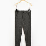 מכנסיים אלגנטיים מבד סטרץ' - שחור פסים