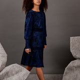 שמלת קומות עם כיווצים - נייבי