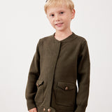 בלייזר סריג עם כיסים - זית